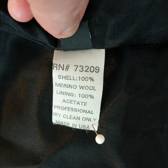 J. Percy Navy Hooded Merino Wool Coat Ladies M button front VTG Y2K made in USA - Picture 8 of 11